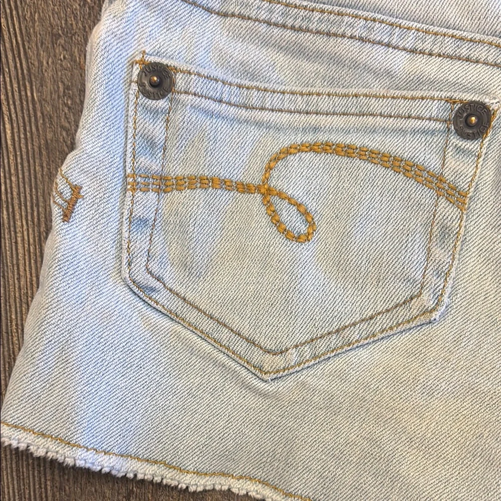 Justice Blue Distressed Denim Shorts‎